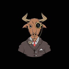 bull wearing a suit illustration