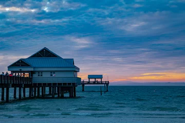 Papier Peint photo autocollant Clearwater Beach, Floride coucher de soleil sur la plage