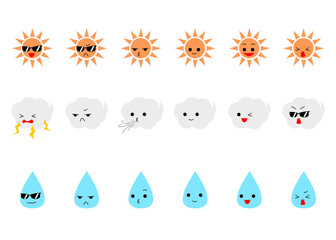 天気マークのセットイラスト素材