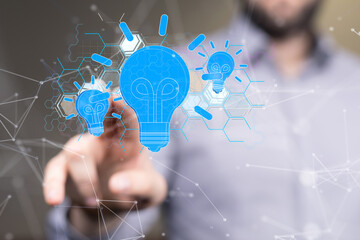 Neural network 3D illustration. Big data and cybersecurity