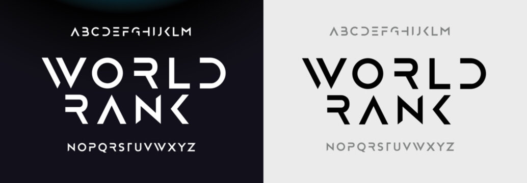 WORLD RANK Minimal Urban Font. Typography With Dot Regular And Number. Minimalist Style Fonts Set. Vector Illustration