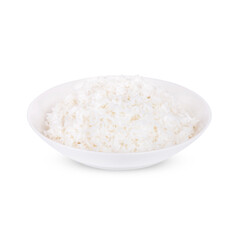Fototapeta na wymiar Rice in white plate isolated on white background