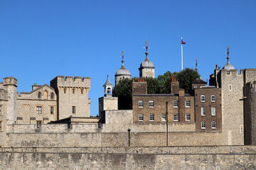 View of the Tower of London, a historic castle on the north bank of the River Thames in central London