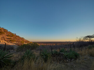 clear blue sky over the arid landscape of Namibia