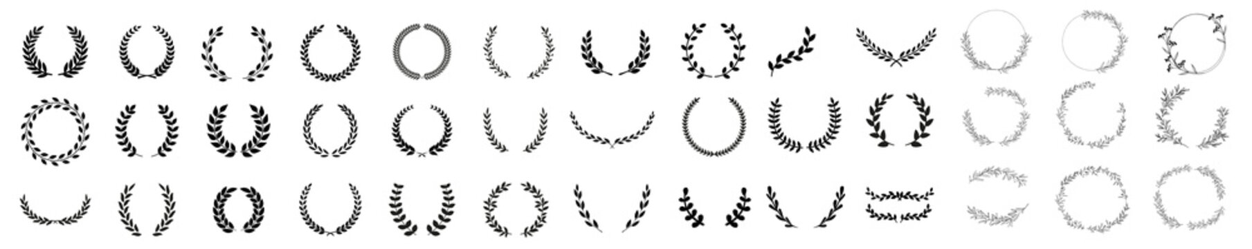 Circular laurel foliate vector icon