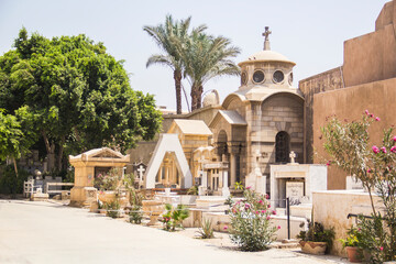 The old cemetery in the Coptic Cairo (Masr al-Qadima) district of Old Cairo, Egypt