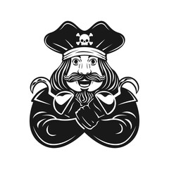 pirates man black and white vector illustration