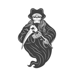 skull pirates grim reaper flying vector illustration