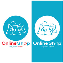 e-commerce logo shopping bag and online shopping cart and online shop logo design with modern concept