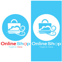 e-commerce logo shopping bag and online shopping cart and online shop logo design with modern concept