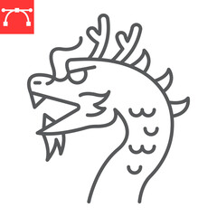 Chinese dragon line icon, asian and traditional, dragon vector icon, vector graphics, editable stroke outline sign, eps 10.