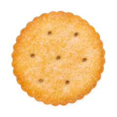 Healthy whole wheat cracker on white background. Stack of Saltine crackers isolated on white background. Round crackers.