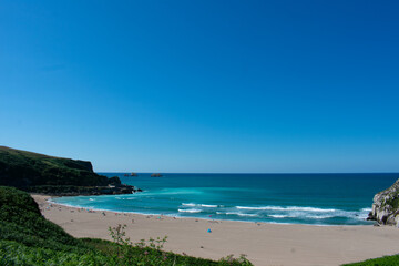 Panorama of the beach of Usgo in cantabria, noth of spain