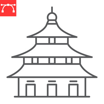 recommend clip art: Chinese temple line icon, asian and travel, pagoda vector icon, vector graphics, editable stroke outline sign, eps 10.