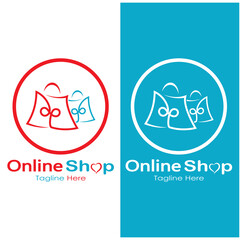 Fototapeta premium e-commerce logo shopping bag and online shopping cart and online shop logo design with modern concept