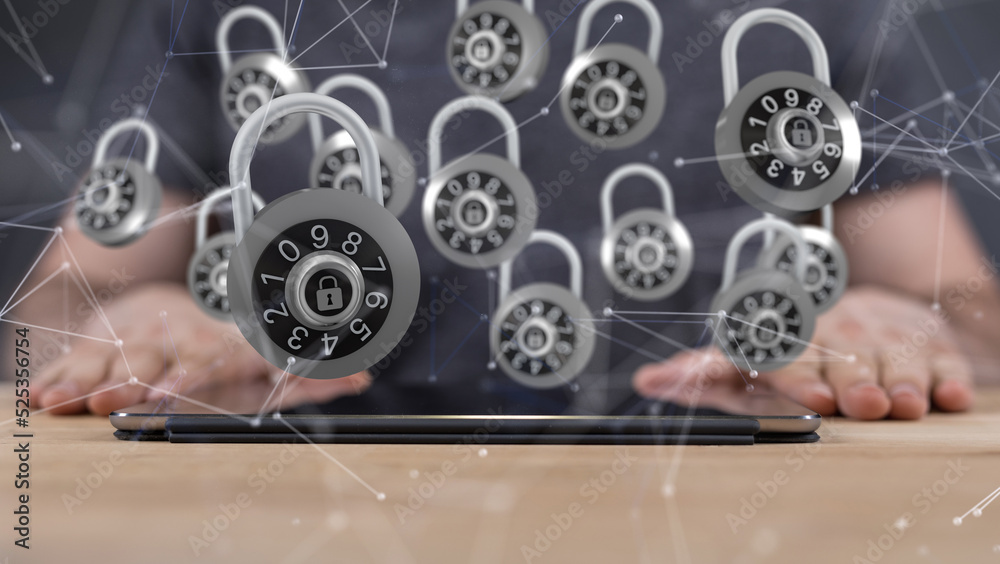 Poster security data code digital concept