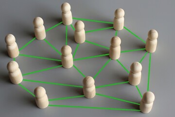 People connected by lines. Society, cooperation and collaboration, news and gossip spread concept.