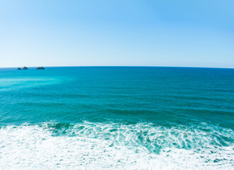 Fototapeta na wymiar Panorama of the coastline of Usgo beach, in the north o Spain in Cantabria