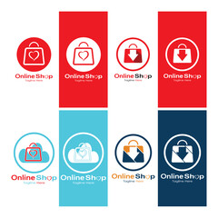 e-commerce logo shopping bag and online shopping cart and online shop logo design with modern concept