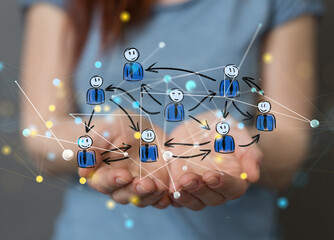 Abstract technology group and data 3d