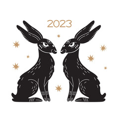 Year of the rabbit 2023 vector illustration. Chinese New Year symbol. Asian lunar calendar.