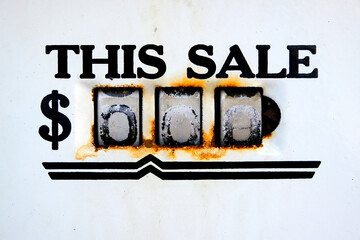 Old weathered antique gas pump fuel for vehicle