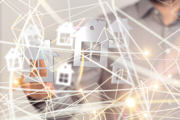  house in among houses for real estate  concept.