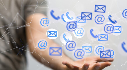 Hand with an email icon 3d