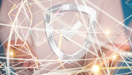 shield protection concept holding in hand