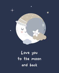 Naklejka premium Poster moon sky rainbow kids room kids decor logo design background white background logo design background fashion wedding invitation christmas card retro christmas winter poster font wedding