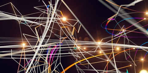 Global network. Blockchain. 3D illustration. Neural networks and artificial intelligence. Abstract