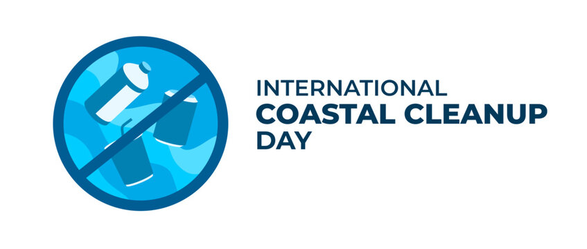International Coastal Cleanup Day Poster Background Celebration Template Remove Trash from Beach in September