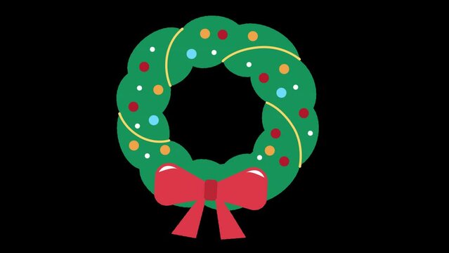 Icon animation of decorated Christmas wreath