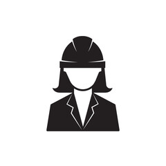 A female engineer icon. Worker, businesswoman avatar icon with hard hat.
