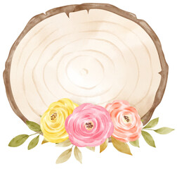Wooden slice with flower