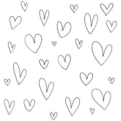 Set of doodles hearts. Grunge stamps collection. Love shapes for your design. Textured Valentine's Day signs. Romantic love symbols set for greeting valentines card element. Hand drawn.
