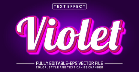 Editable text effect in purple neon violet style