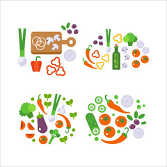 Fresh Vegetables Food flat illustration isolated on white. Healthy lifestyle