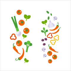 Fresh Vegetables Food flat illustration isolated on white. Healthy lifestyle