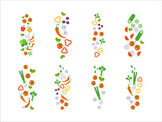 Fresh Vegetables Food flat illustration isolated on white. Healthy lifestyle