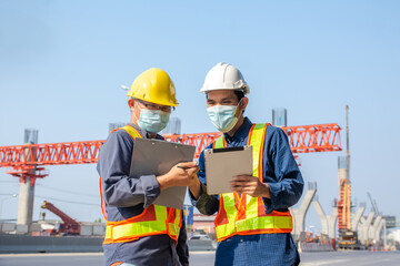 Team engineer Two man architect on a building construction site