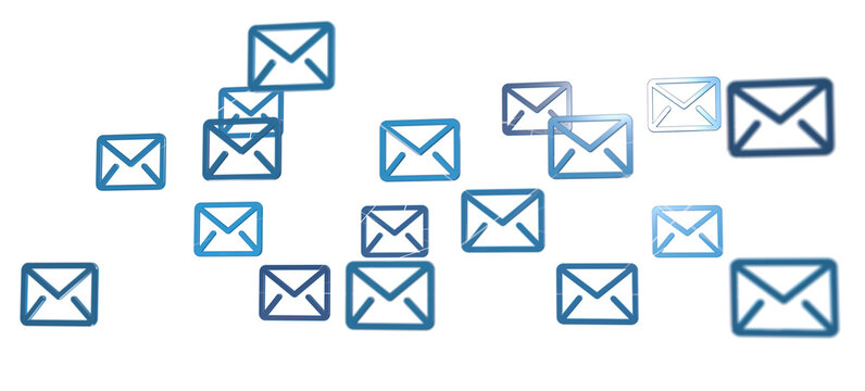 Approved email and spam message displayed on a futuristic interface