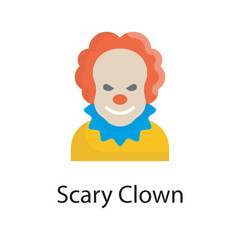 Scary Clown vector flat Icon Design illustration. Miscellaneous Symbol on White background EPS 10 File