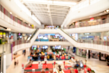Abstract blurred photo of escalator inside a shopping mall