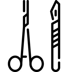 Surgical instruments icon. Filled outline design. For presentation.