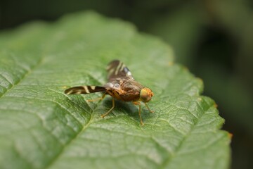 fly Rhagoletis on a leaf
