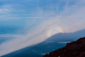 富士山頂に現れたブロッケン現象