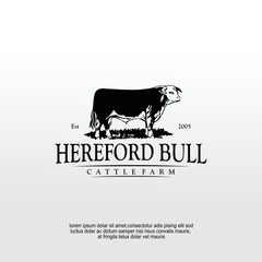 hereford bull cattle farm logo design idea