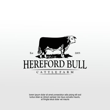 hereford bull cattle farm logo design idea