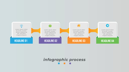 Gradient business timeline infographic element with 4 option